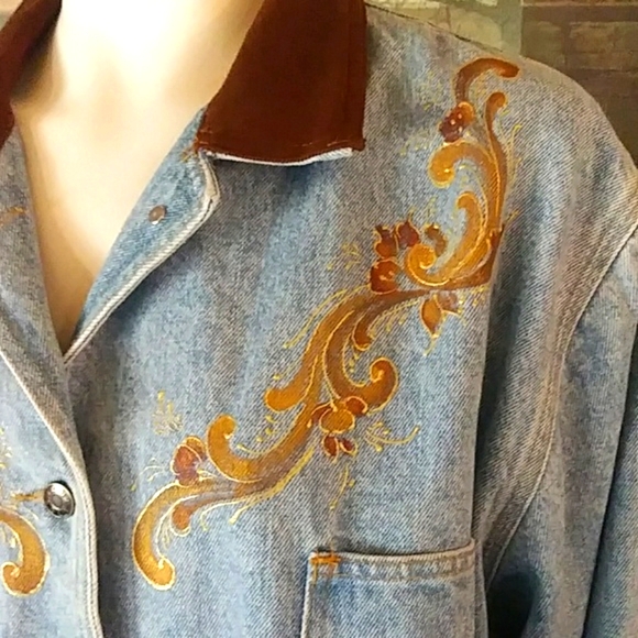Sz XL Vintage Sunbelt Denim Handpainted Coat - Picture 2 of 8